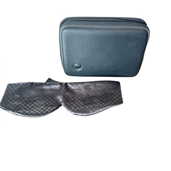 Giorgio Armani black hard shell vegan leather amenity dopp travel kit eye mask - Picture 1 of 7